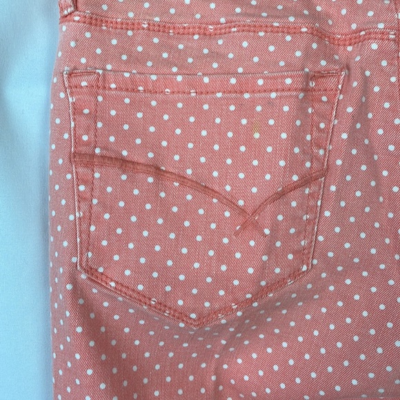 Bullhead Denim Co. Salmon w/White Polka Dots Ankle Skinny Jeans - Size 7 Juniors - Picture 7 of 11